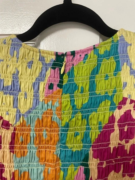 Crosby by Mollie Burch Multicolor Floral Smocked Puff Sleeve Dress Size M - Picture 6 of 12